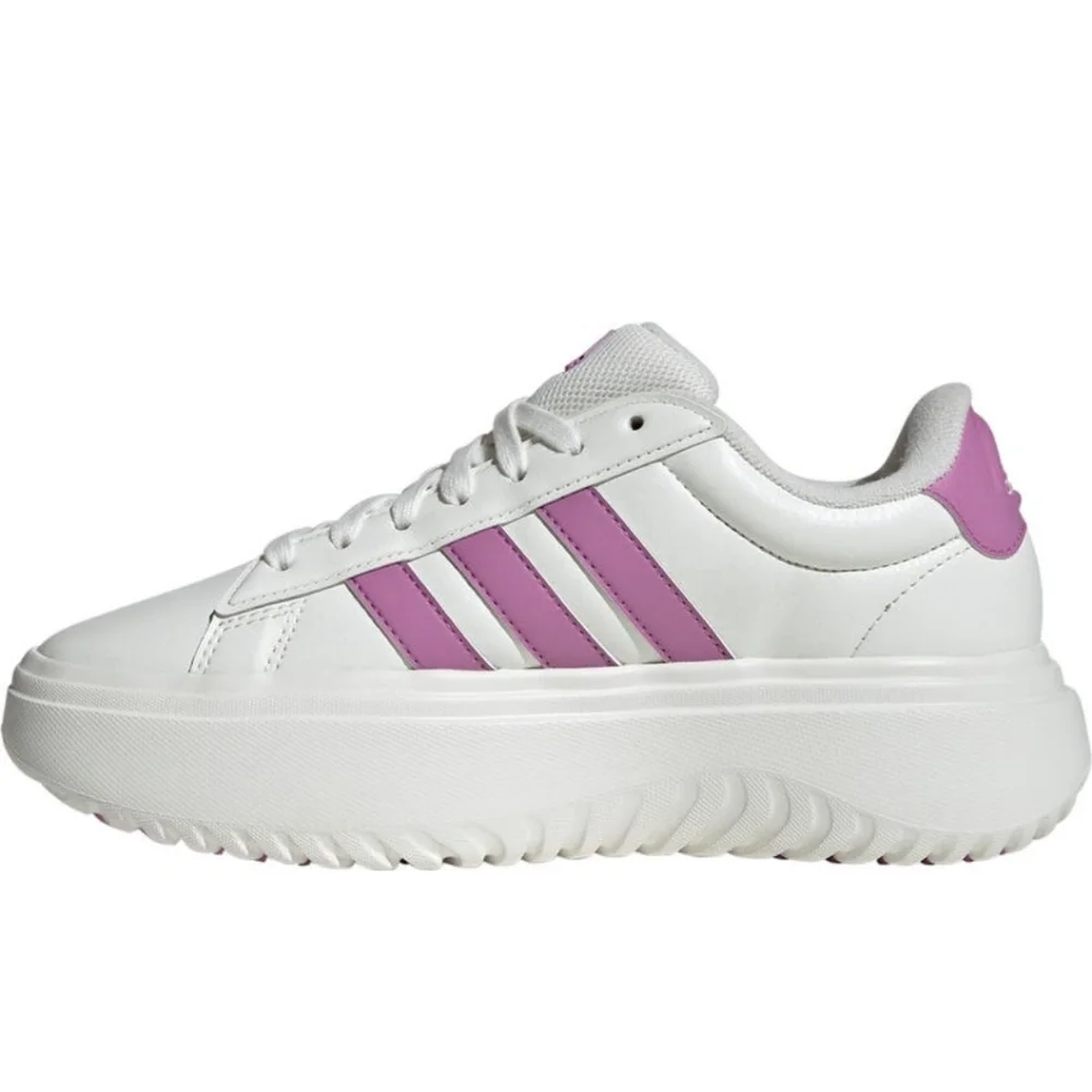 adidas White Platform Sneaker with Pink Stripes - Picture 8 of 8
